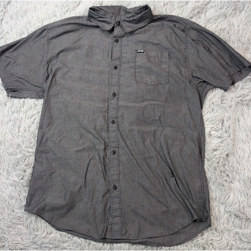 Zoo York Shirt Mens XL Gray Button Up Comfort Casual Preppy